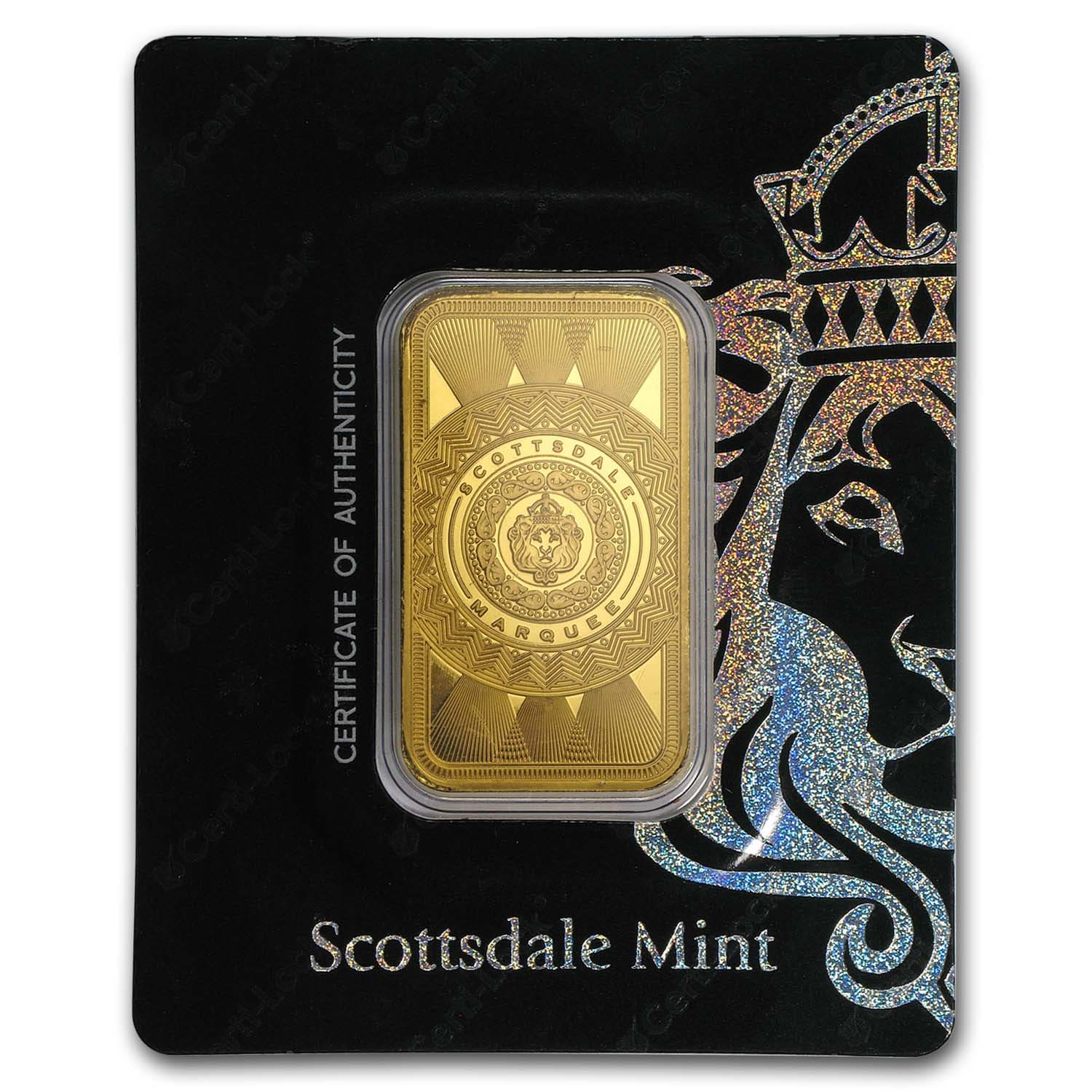 1 oz Gold Bar - Scottsdale Mint Certi-Lock® (Marquee, In Assay) | eBay